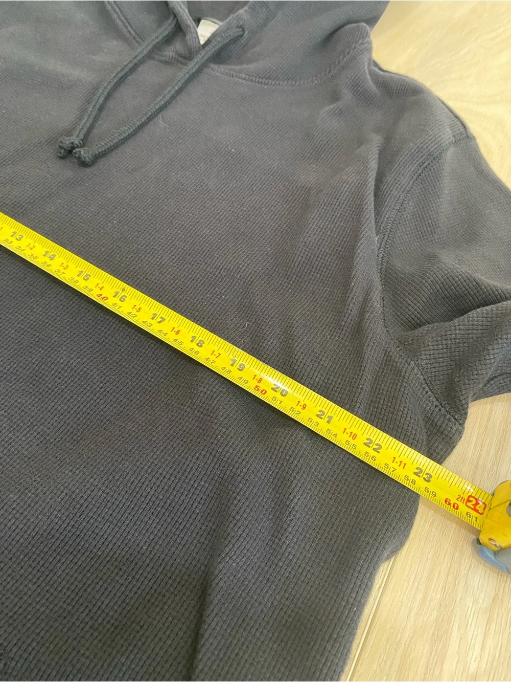 The North Face Mens XL Black Waffle Knit Thermal Pullover Hoodie Kangaroo Pocket